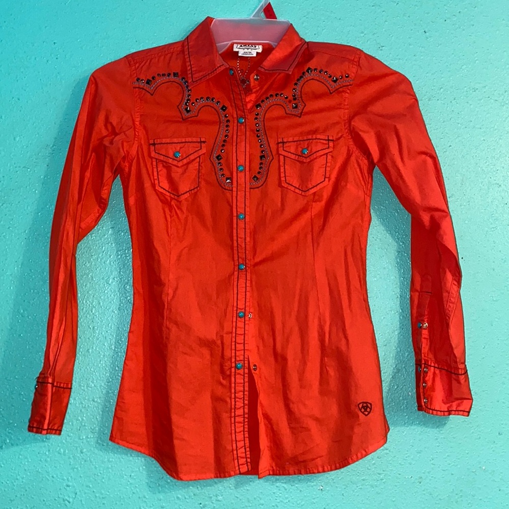 Ariat orange long sleeve button up